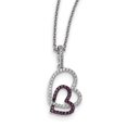 thumbnail image 1 of Sterling Silver & CZ Brilliant Embers Hearts Necklace 18 Inch, 1 of 3