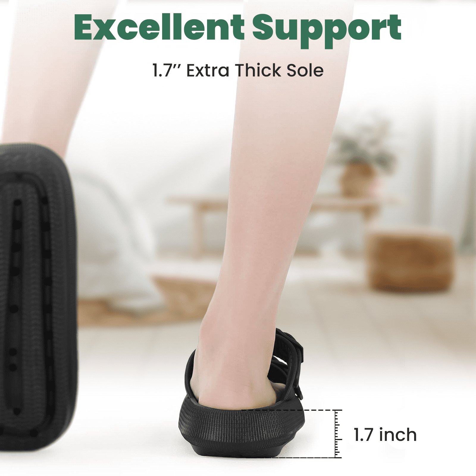 WALL QMER Sandals for Women and Men, Cloud Slides for Women, Women's Comfort Slides Double Buckle Adjustable EVA Flat Sandals, Black