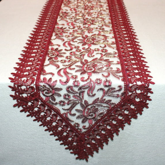 Tulla Table Runner Red ,White, Black or Golden 15 Inches wide and Having Various length