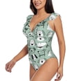 thumbnail image 3 of Yiaed Puppy Print Women's Ruffled One Piece Swimsuit V Neck Swimwear Slimming Monokini for Woman-X-Large, 3 of 8