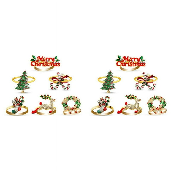 Christmas Napkin Rings of Set 12, Delicate Table Decors for Christmas Holiday Wedding Banquet Birthday Daily Table Deco