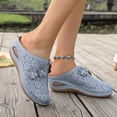 thumbnail image 3 of Breathable Wedge Clogs for Women Floral Embellishments Open Toe Mules Comfortable Soft Sole Platform Sandals Blue Size 7, 3 of 7