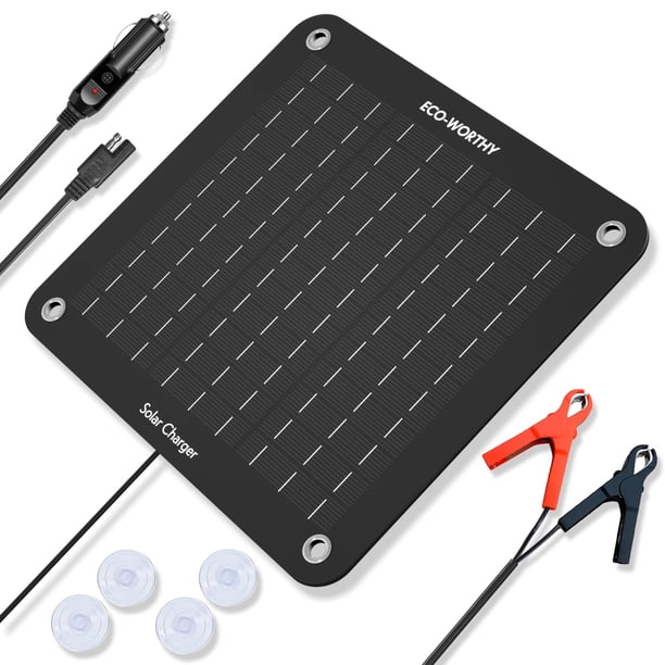 Cargador solar de batería de coche ECO-WORTHY 10 W 12 V resistente al agua