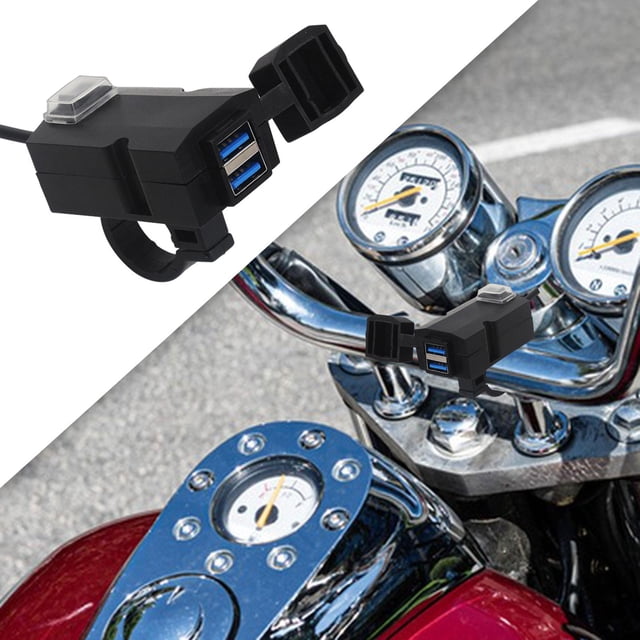 Cargador USB doble para motocicleta Hugo carga rápida doble puerto adaptador USB multiuso 12V 24V