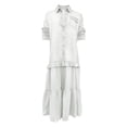 thumbnail image 4 of Hvogkswy Denim Dress for Women Long Sleeve Lapel Button Down Flowy Long Dress Loose Bohemian Denim Shirt Maxi Dresses with Ruffle Hem, 4 of 5