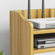 Catekro Wooden WiFi Router Storage Box Wall Shelves Stuff 3 compartments for Bedroom, Living Room