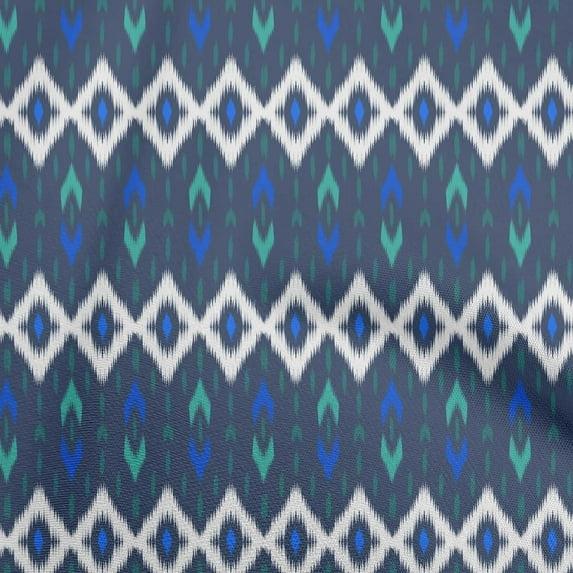 oneOone Cotton Poplin Dark Navy Blue Fabric Ikat Sewing Fabric By The Yard Printed Diy Clothing Sewing Supplies 42 Inch Wide