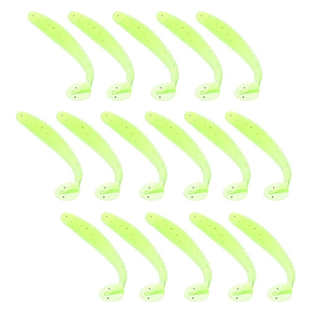 16PCS Señuelos de Plástico Blandos Macarena T-Tail Grub Worm Amarillo
