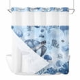 thumbnail image 2 of Coastal Blue No Hook Shower Curtain with Snap in Liner, Sea Turtles Jellyfish Corals Summer Marine Life Waterproof Shower Curtains with See Through Top Window Liner for Bathroom, 72x72 Inches, 2 of 9