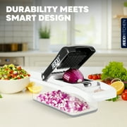 JEEXI Pro Vegetable Chopper, Multi-functional Onion Chopper, Veggie Chopper w/ Stainless Steel Blades, Vegetable Slicer w/ Container, Mandoline Slicer, Dicer, Cutter Ideal for Fruits/Salads