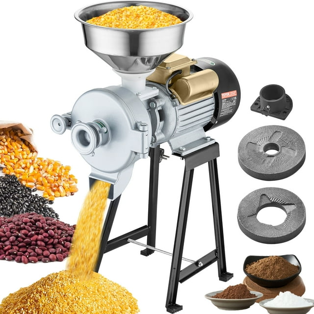 VEVOR Molinillo de granos electrico de 3000 W, para maíz, harina de trigo, cereales, húmedo y seco