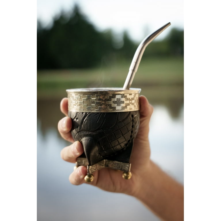 Yerba Mate Gourd with Stainless Steel Bombilla - Handmade Mate Cup