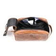thumbnail image 3 of Aaron Leather Goods Leather Toiletry Bag Brown 10.5 Inch Unisex Groomsmen Gift Gingerbread, 3 of 13