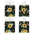 thumbnail image 2 of Sikiie Sunflower Skull Boho Leather Tissue Box Cover Square, tissue box holder, Tissue Box with Bottom Belt-5.2”x5.2”x5.2”, 2 of 7
