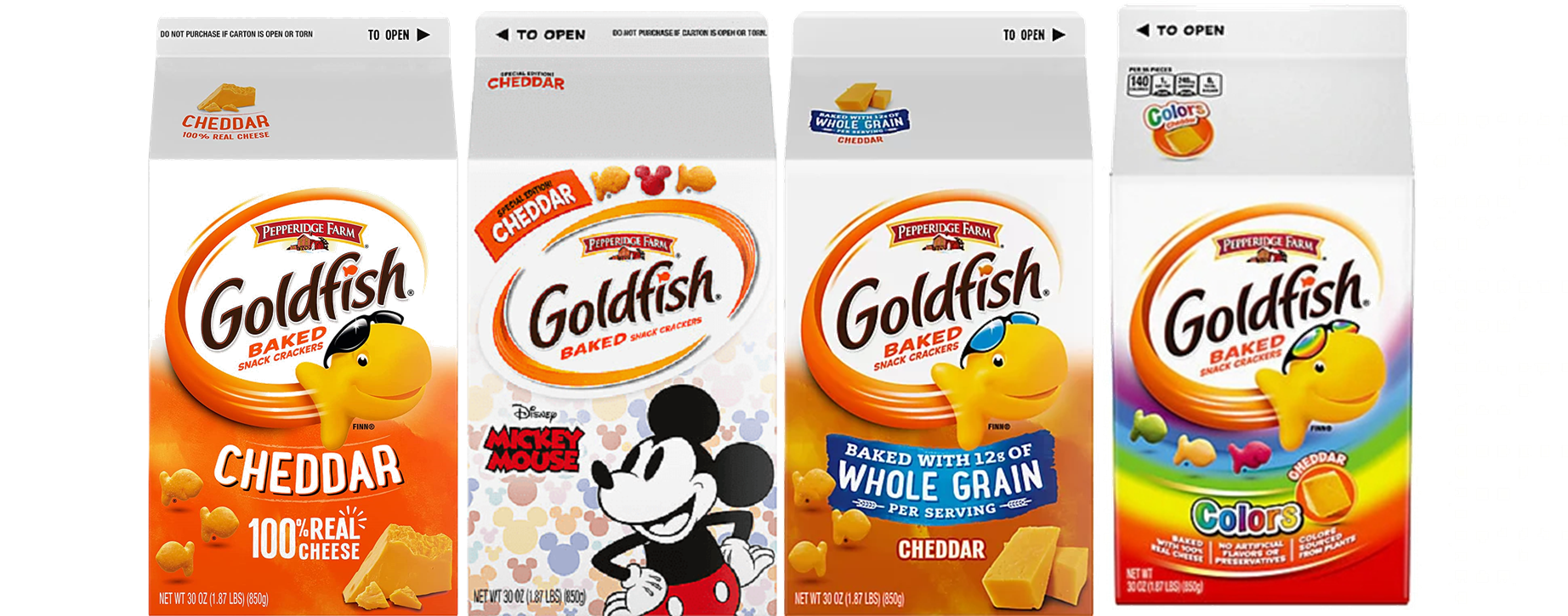 Pepperidge Farm Goldfish Crackers, Cheddar, Disney, Whole Grain, Colors ...