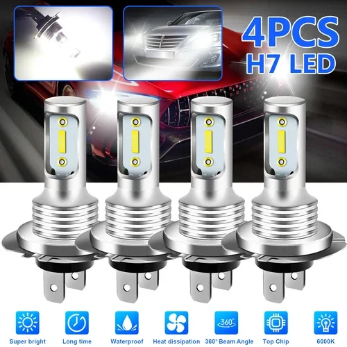 4x H7 LED Headlight Bulb Kit High Low Beam 220W 32000LM Super Bright 6000K White