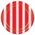 thumbnail image 1 of Platos Rayas Rojas y Blancas (Paquete de 12) The Beistle Company 58046, 1 of 1