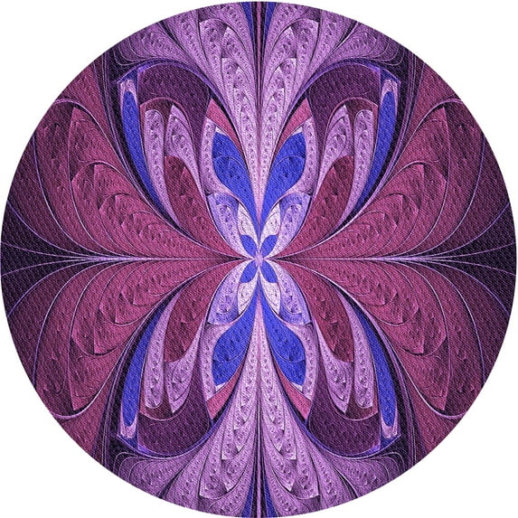Ahgly Company Machine Washable Indoor Round Transitional Medium Orchid Purple Area Rugs, 5' Round
