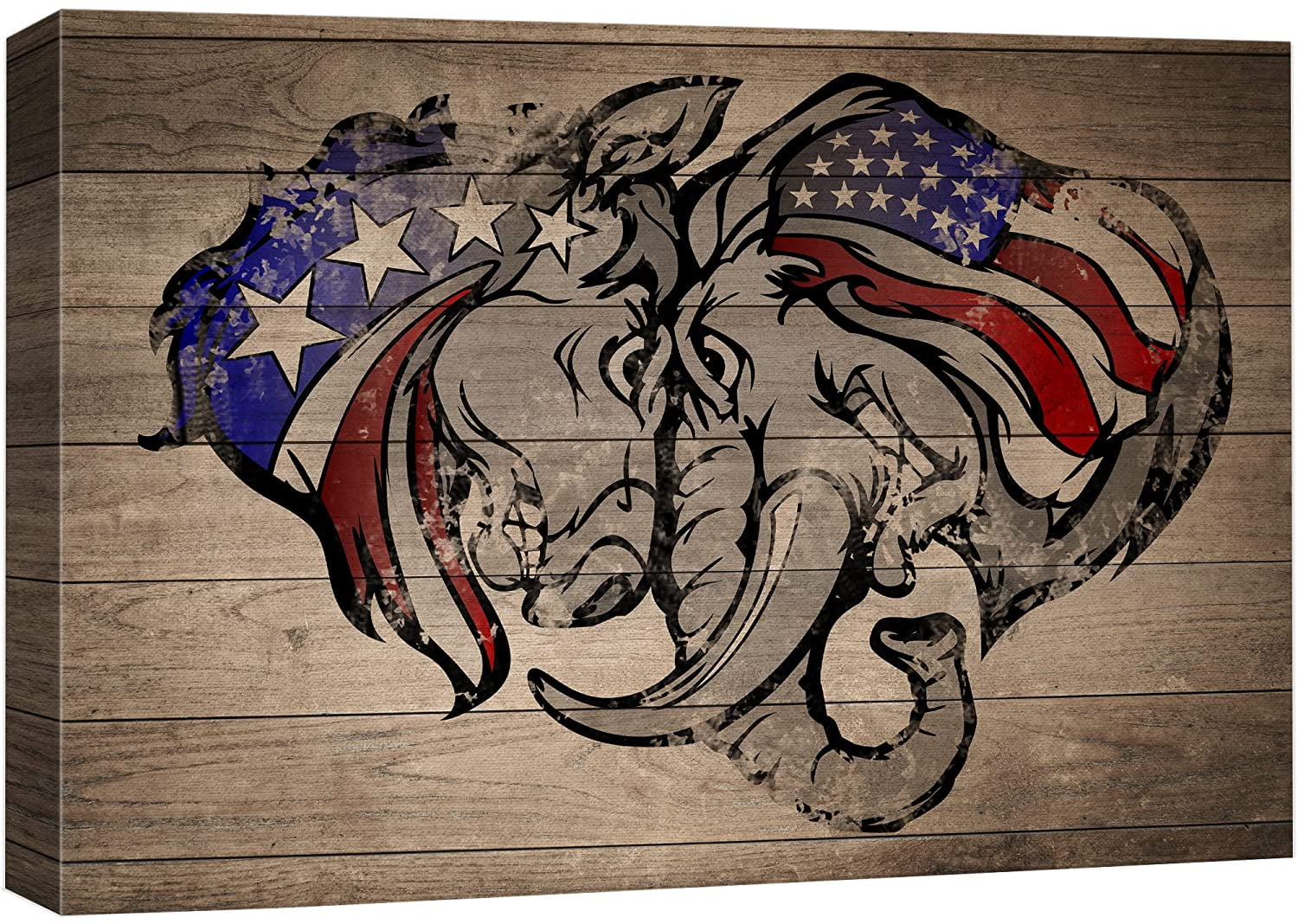 wall26 Canvas Print Wall Art Wood Panel Cartoon Republican Democrat Elephant Donkey Cultural Historic Digital Art Modern Art Decorative Global Patriotic for Living Room, Bedroom, Office - 12x18 wall26 Canvas Print Wall Art Wood Panel Cartoon Republican Democrat Elephant Donkey Cultural Historic Digital Art Modern Art Decorative Global Patriotic for Living Room, Bedroom, Office - 12x18
