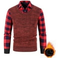 thumbnail image 2 of Gaexia Chemise Gainante pour Homme Automne Hiver Affaires Décontractée Deux Cols Confortable Extensible (TTTG, Rouge), 2 of 9