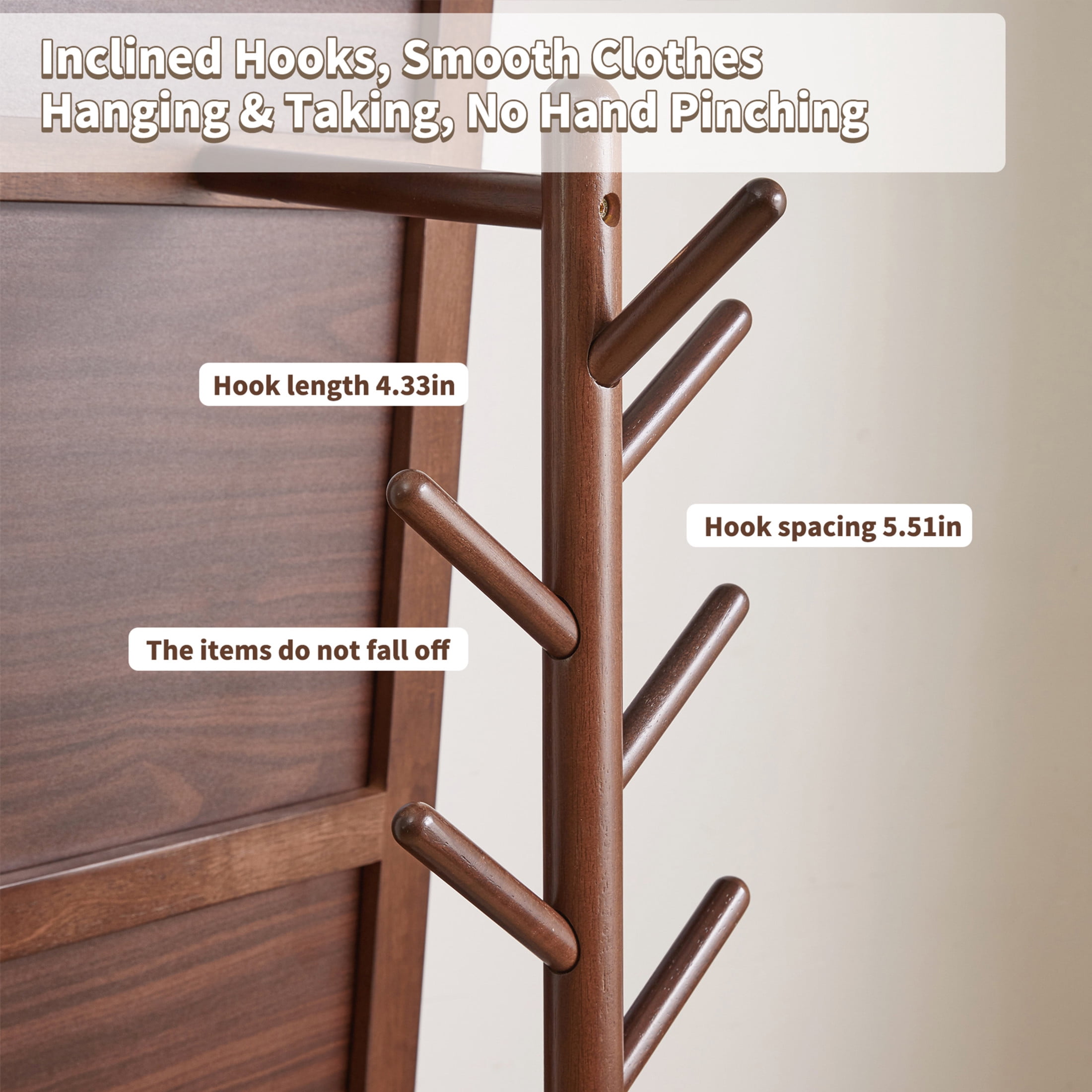 Noble House 68.11" Full Length Mirror, Solid Rubber Wood Rolling Coat Rack with Storage Basket, Walnut