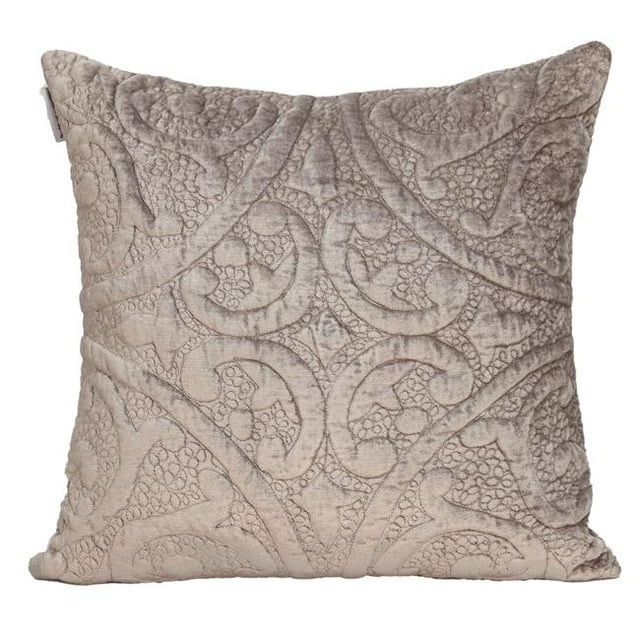 HomeRoots 402840 Taupe Quilted Velvet Square Throw Pillow