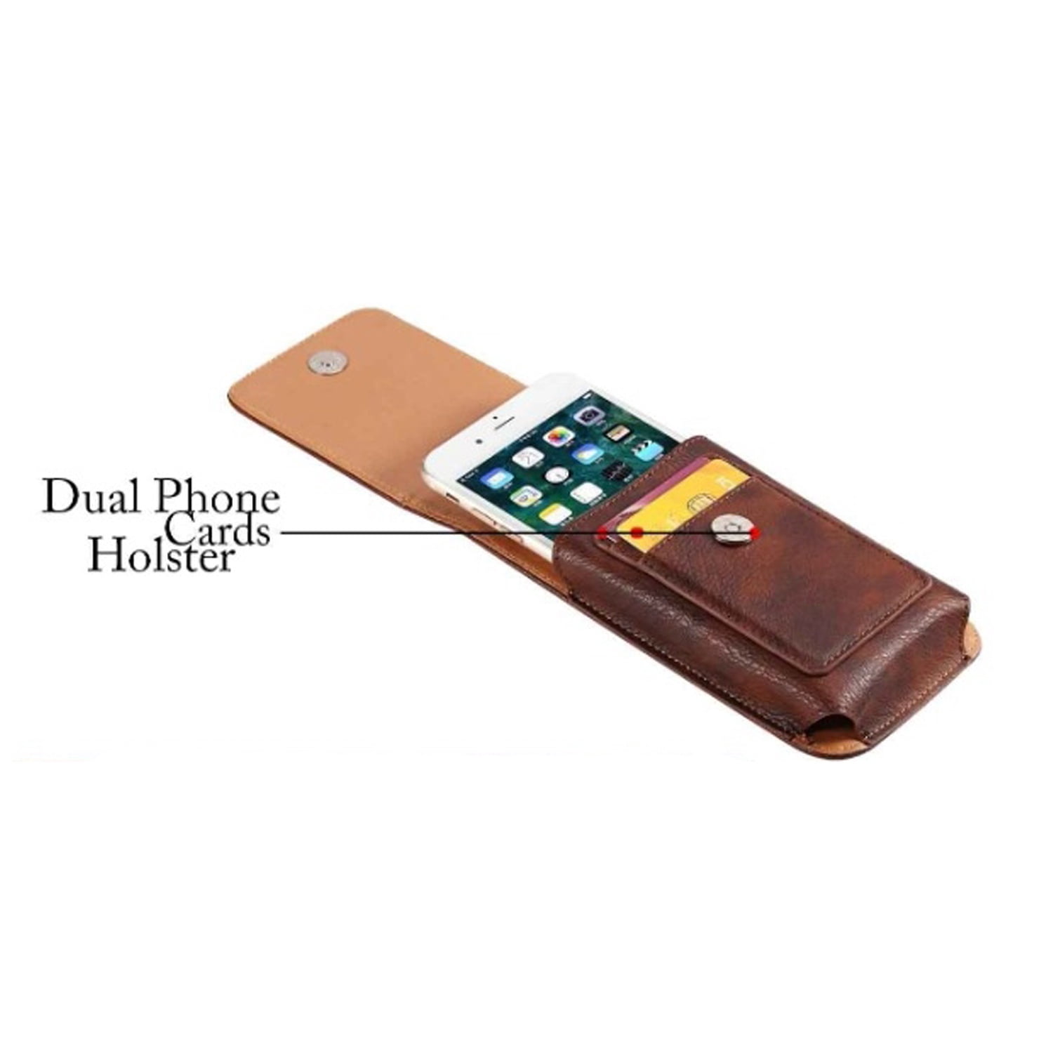 Stylish EVO 6.9" Vertical Leather Pouch - Brown