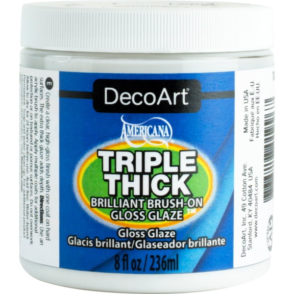 DecoArt Triple Thick Gloss Glaze, High Gloss Clear Acrylic Sealer & Resin Alternative, 8 oz