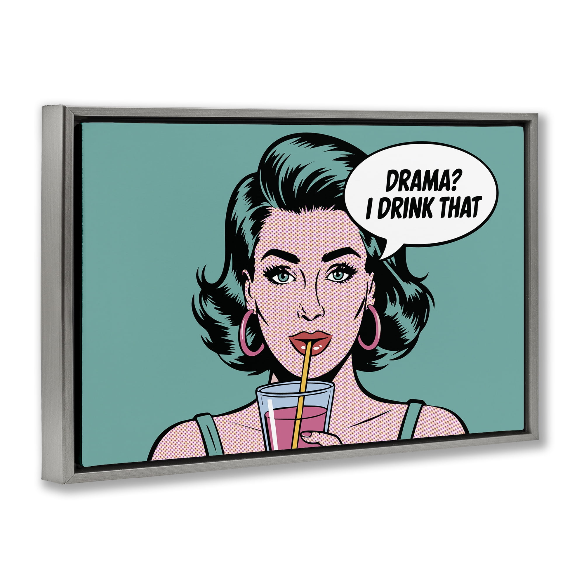 Stupell Industries Drama I Drink That Gray Framed Floater Canvas Wall Art, design by Andreas Magnusson
