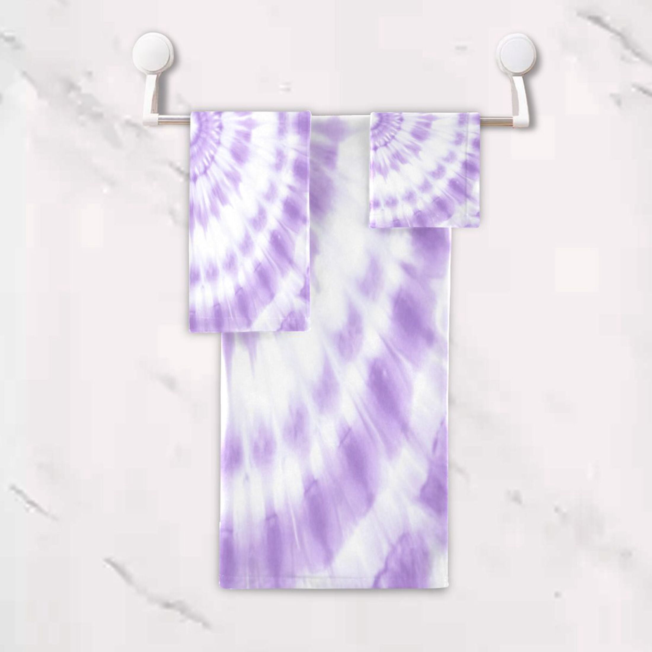 Three-Piece Towel Set Face Towel Towel Set Hand Towel Bath Towel Cotton Bath Towels Bath Towel Sets Hand Bath Towels Pretty Purple Tie Dye