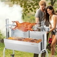 thumbnail image 2 of KFFKFF Charcoal Spit Roaster, 46" Windscreen BBQ Grill, Capable of Roasting Whole Pig, Lamb, Goat, 132 Lbs Load, Electric Motor 52W, Durable Stainless Construction, Portable with Locking Casters, 2 of 10