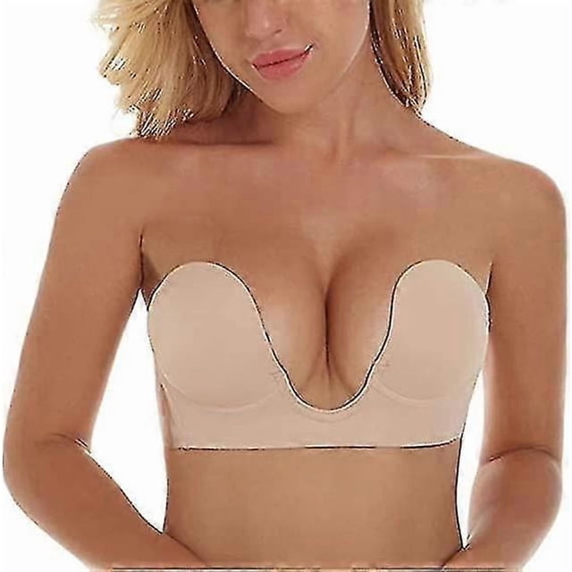 Invisible Bra Backless Strapless Bra Reusable Sticky Boobs Deep Plunge Silicone Push Up Adhesive Bras For Women