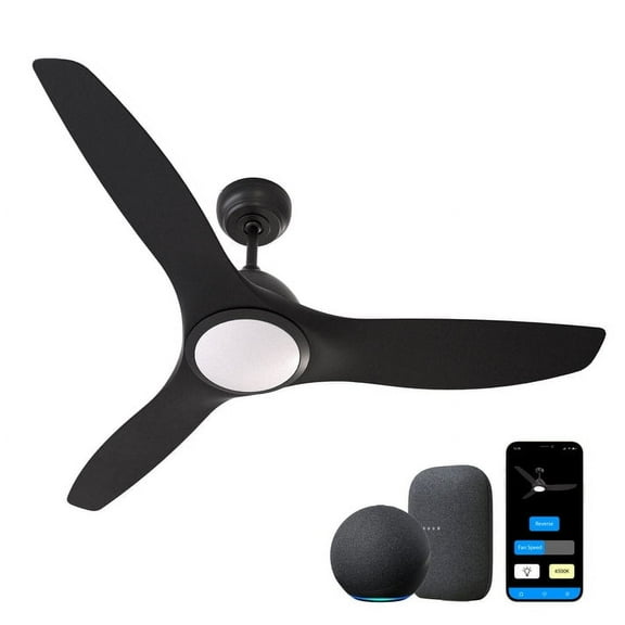 ProMounts All Seasons 52" Black Ceiling Fan with Modern LED Lights