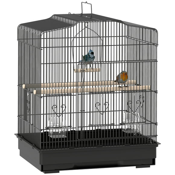 PawHut 23" Bird Cage for Finches Canaries, Budgies, Parrot w/ Handle Black