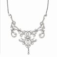 thumbnail image 1 of 925 Sterling Silver Fancy Lobster Closure CZ Cubic Zirconia Simulated Diamond Fancy Scroll With 2in ext Necklace 17 Inch, 1 of 3