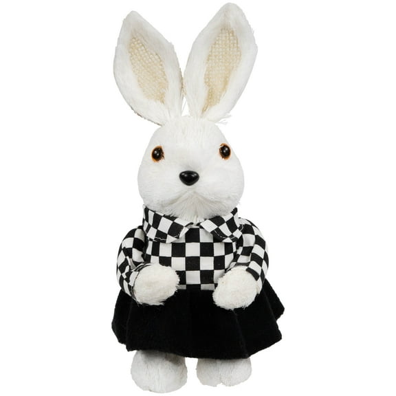 Northlight Girl Easter Rabbit Figurine in Checkered Dress -10"