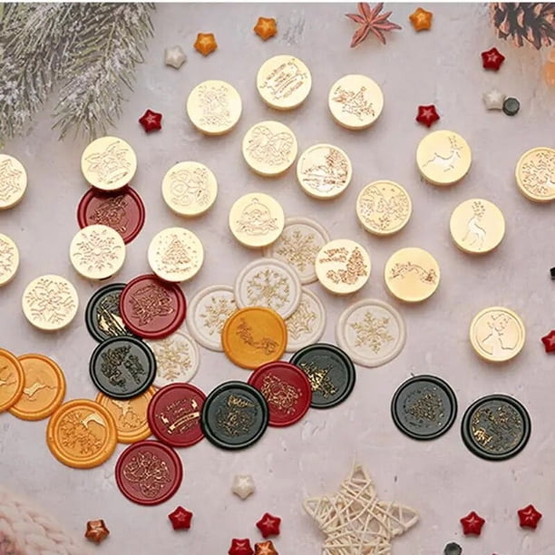 Juego De 6 Cabezales De Sello De Cera Para Navidad CRASPIRE - Diseños Navideños, Latón, Para Invitaciones Y Regalos
