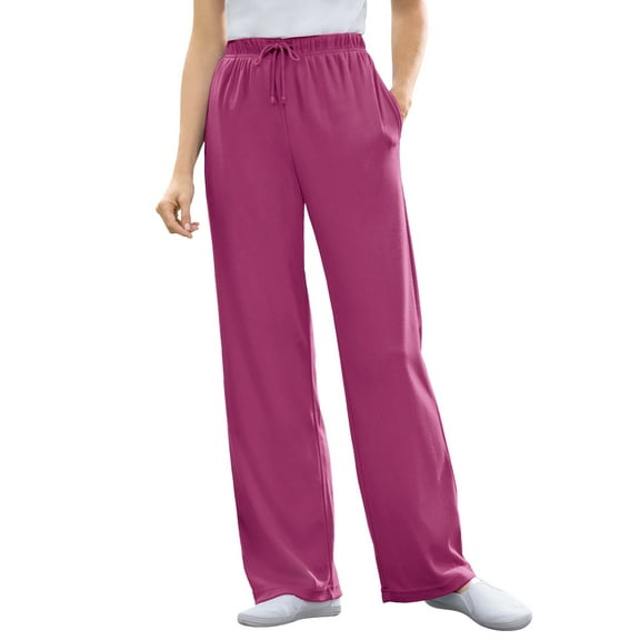 Woman Within Plus Size Tall Sport Knit Straight-Leg Pull-On Pants