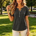 thumbnail image 7 of Shirts for Women V Neck Button Down Dressy Casual Henley Shirts for Women Summer Short Sleeve Trendy Relaxed Fit Basic T Shirts Dark Gray S, 7 of 7
