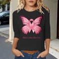 thumbnail image 2 of Fgnfyis T-Shirts pour Femmes Sensibilisation au Cancer Hauts Décontractés Col Rond Manches Trois Quarts Design Imprimé pour Quotidien Printemps Été Automne Célébrations Hauts pour Femmes Noir P, 2 of 4