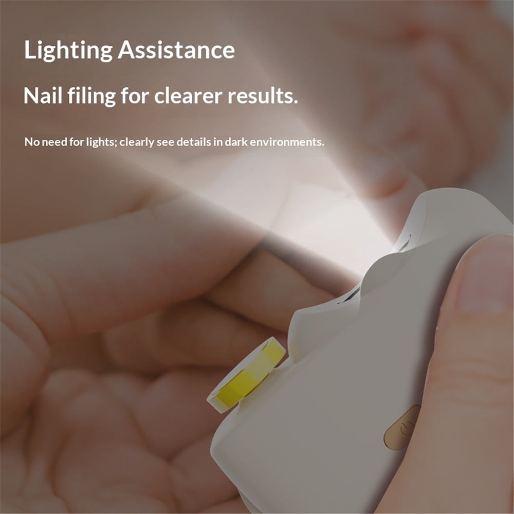 Electric Nail Clipper Fingernail Trimmer: Automatic Nail Polisher with LED Light, Rechargeable Smart Nails Cutter Easy to Use for Seniors, Baby, Adult