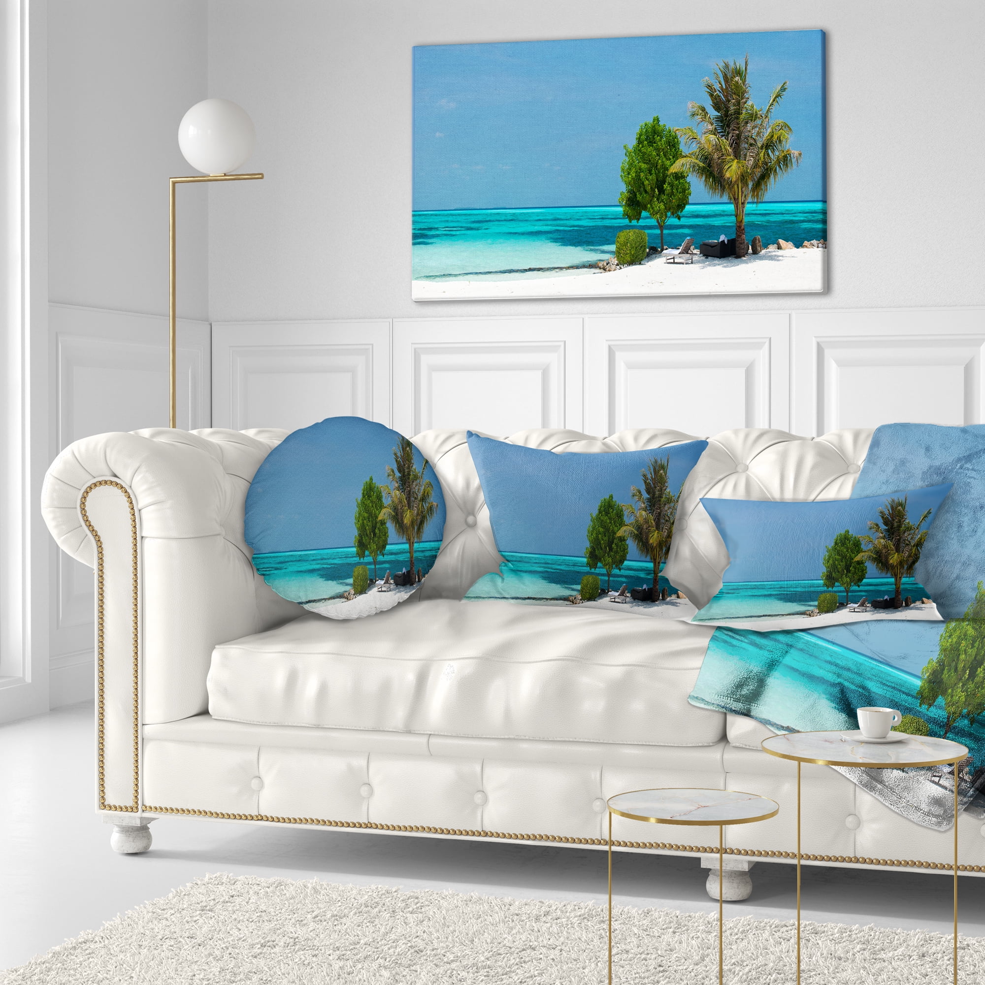 Designart 12" x 20" Blue Polyester Throw Pillow