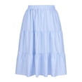 thumbnail image 6 of LJEFF Women Checkered Tiered Skirt, Elastic Waist A-Line Pleated Casual Summer Casual Flowy Skirt Light Blue, 6 of 9
