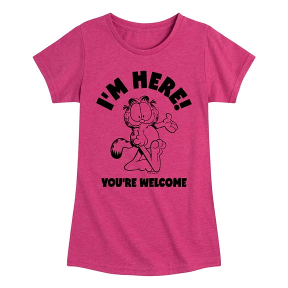 Garfield - I'm Here Youre Welcome - Toddler & Youth Girls Short Sleeve Graphic T-Shirt