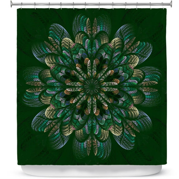 Shower Curtains 70" x 73" from DiaNoche Designs by Pam Amos - Quilted Flower Mint Jelly