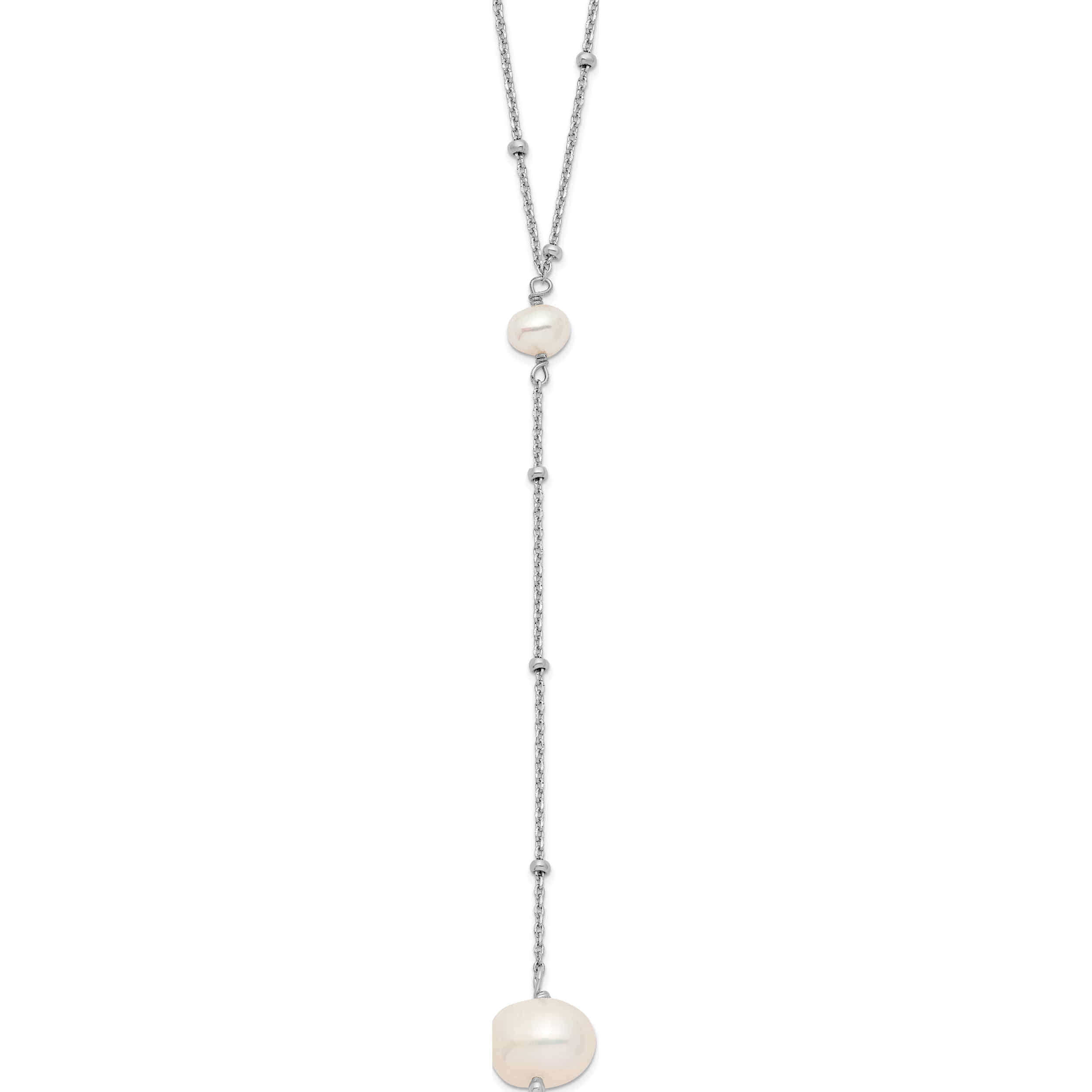 8 - 8.5mm Freshwater Cultured Pearl and Diamond Accent Sterling Silver Cage  Necklace