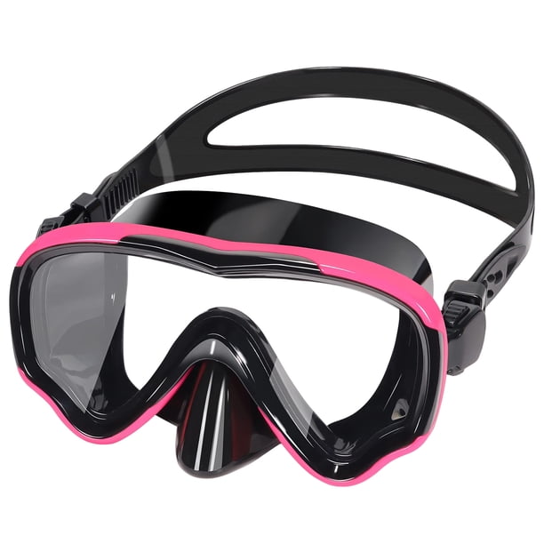 WDOplteas Gafas Buceo Totalmente Secas Gafas Natación Antivaho HD Ajustables (Black Rose Red)