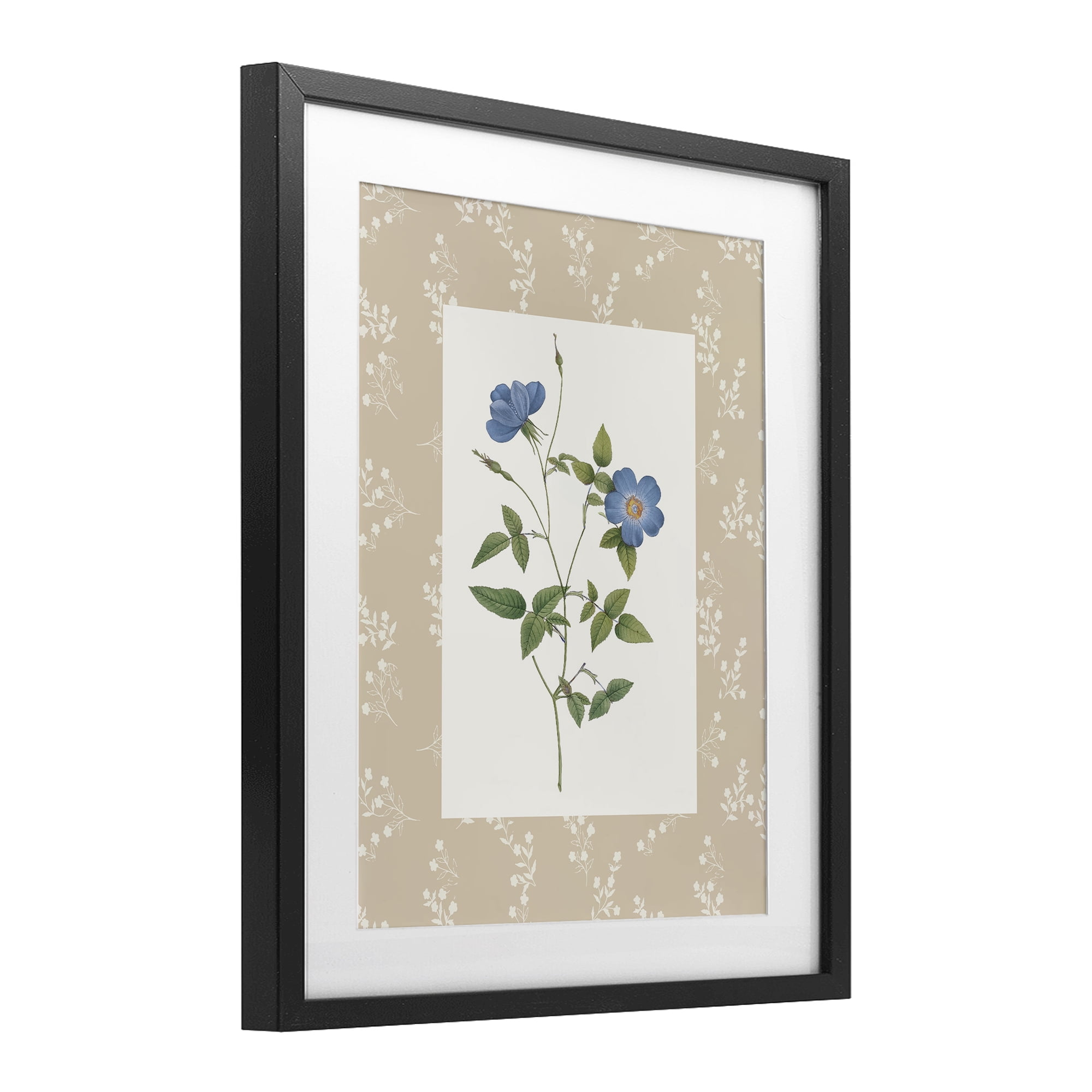 Stupell Industries Vintage Botanical Plate Black Framed Print Under Glass, design by Val Rhodes
