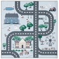 thumbnail image 2 of SAFAVIEH Kids Playhouse Ranch Crossroads Machine Washable Area Rug, Blue/Dark Grey, 3'3" x 3'3" Square, 2 of 13