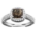 thumbnail image 1 of 10K White Gold Natural Smoky Topaz Ring Cushion 7x7mm Diamond Accent, size 10, 1 of 4